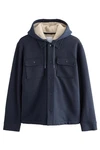 Next Hemdjacke mit Kapuze und Borgfutter Dunkelblau/Hellblau/Blau