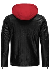 Redbridge Herren Bikerjacke mit Kapuze Rot/Dunkelrot