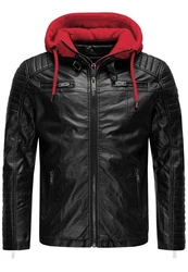Redbridge Herren Bikerjacke mit Kapuze Rot/Dunkelrot