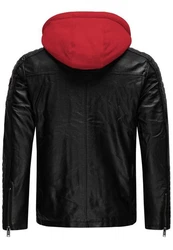 Redbridge Herren Bikerjacke mit Kapuze Rot/Dunkelrot
