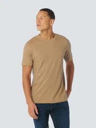 NO EXCESS Kurzarmshirt T-Shirt Crewneck Khaki/Beige/Braun