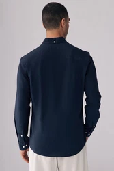Next Langarmhemd Slim Fit Oxfordhemd Dunkelblau/Blau/Hellblau