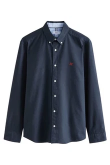 Next Langarmhemd Slim Fit Oxfordhemd Dunkelblau/Blau/Hellblau