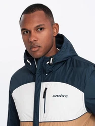 OMBRE Allwetterjacke Herren-Sportjacke Beige/Braun/Hellblau