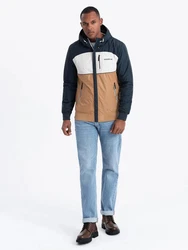 OMBRE Allwetterjacke Herren-Sportjacke Beige/Braun/Hellblau