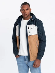 OMBRE Allwetterjacke Herren-Sportjacke Beige/Braun/Hellblau