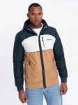 OMBRE Allwetterjacke Herren-Sportjacke Beige/Braun/Hellblau