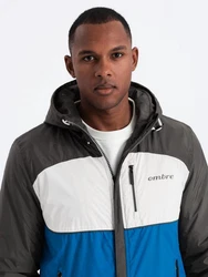 OMBRE Allwetterjacke Herren-Sportjacke Hellblau/Grau