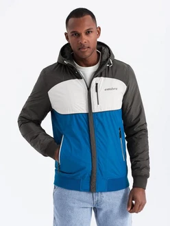 OMBRE Allwetterjacke Herren-Sportjacke Hellblau/Grau