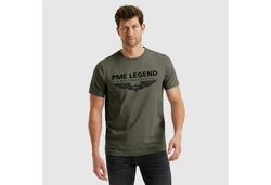 PME LEGEND Rundhalsshirt mit Logoprint Dunkelgrün/Khaki