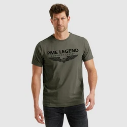 PME LEGEND Rundhalsshirt mit Logoprint Dunkelgrün/Khaki