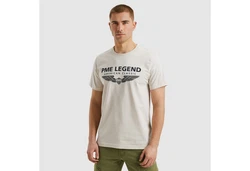 PME LEGEND Rundhalsshirt mit Logoprint Khaki/Beige