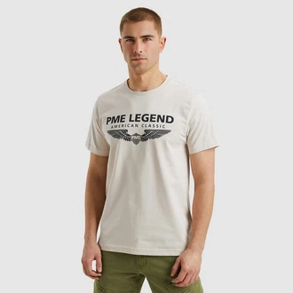 PME LEGEND Rundhalsshirt mit Logoprint Khaki/Beige