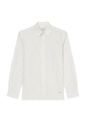Marc O'Polo Langarmhemd Regular Fit Khaki/Weiß/Hellgrün