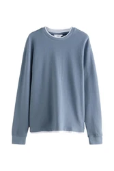 Next 2-in-1 Pullover im Lagenlook Blau/Grau/Hellblau