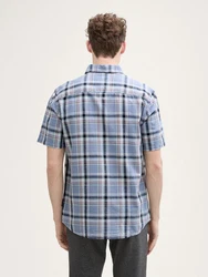 TOM TAILOR Kurzarmhemd Regular Fit Hellblau/Blau/Grau