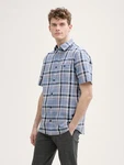 TOM TAILOR Kurzarmhemd Regular Fit Hellblau/Blau/Grau