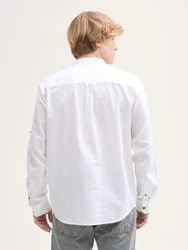 TOM TAILOR Denim Langarmhemd Relaxed Fit Tunika Hemd Weiß/Creme/Hellblau