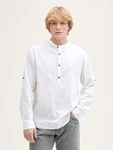 TOM TAILOR Denim Langarmhemd Relaxed Fit Tunika Hemd Weiß/Creme/Hellblau