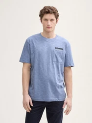TOM TAILOR T-Shirt mit Brusttasche Hellblau/Grau/Blau