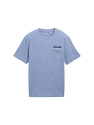 TOM TAILOR T-Shirt mit Brusttasche Hellblau/Grau/Blau