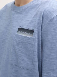 TOM TAILOR T-Shirt mit Brusttasche Hellblau/Grau/Blau