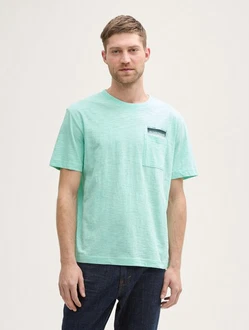 TOM TAILOR T-Shirt mit Brusttasche Grün/Hellgrün/Türkis