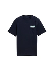 TOM TAILOR T-Shirt mit Brusttasche Dunkelblau/Hellblau/Blau