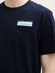 TOM TAILOR T-Shirt mit Brusttasche Dunkelblau/Hellblau/Blau