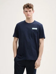 TOM TAILOR T-Shirt mit Brusttasche Dunkelblau/Hellblau/Blau