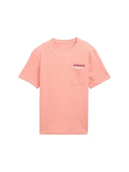 TOM TAILOR T-Shirt mit Brusttasche Rosa/Rot/Orange