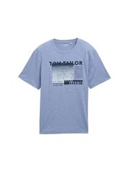 TOM TAILOR T-Shirt mit Print Hellblau/Blau/Grau