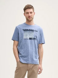 TOM TAILOR T-Shirt mit Print Hellblau/Blau/Grau