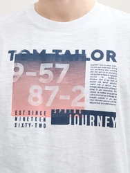 TOM TAILOR T-Shirt mit Print Weiß/Mischfarben/Creme