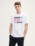 TOM TAILOR T-Shirt mit Print Weiß/Mischfarben/Creme