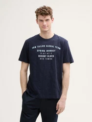 TOM TAILOR T-Shirt mit Print Dunkelblau/Blau