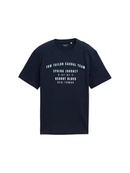 TOM TAILOR T-Shirt mit Print Dunkelblau/Blau