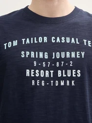 TOM TAILOR T-Shirt mit Print Dunkelblau/Blau