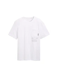 TOM TAILOR T-Shirt mit Brusttasche Weiß/Creme