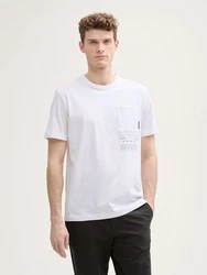 TOM TAILOR T-Shirt mit Brusttasche Weiß/Creme