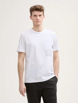 TOM TAILOR T-Shirt mit Brusttasche Weiß/Creme