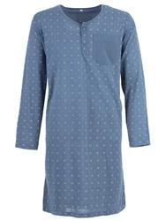 Lucky Nachthemd Langarm Blau/Grau/Hellblau