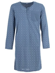 Lucky Nachthemd Langarm Blau/Grau/Hellblau