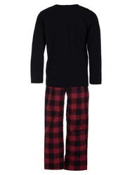 Henry Terre Schlafanzug Pyjama Set Langarm Rot/Grau/Dunkelrot