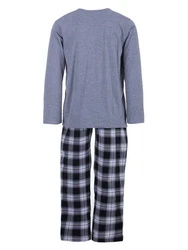 Henry Terre Schlafanzug Pyjama Set Langarm Dunkelblau/Grau/Hellblau/Blau