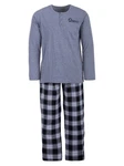 Henry Terre Schlafanzug Pyjama Set Langarm Dunkelblau/Grau/Hellblau/Blau