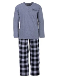 Schlafanzug Pyjama Set Langarm - karierte Hose