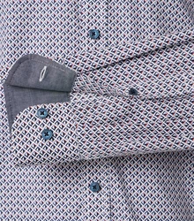 CASAMODA Langarmhemd Freizeithemd Print Rot/Hellblau/Dunkelblau/Blau