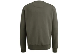 PME LEGEND Strickpullover CREWNECK SOFT TERRY WITH LOGO Dunkelgrün