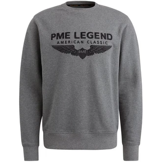 PME LEGEND Strickpullover CREWNECK SOFT TERRY WITH LOGO Grau/Hellgrau/Dunkelgrau